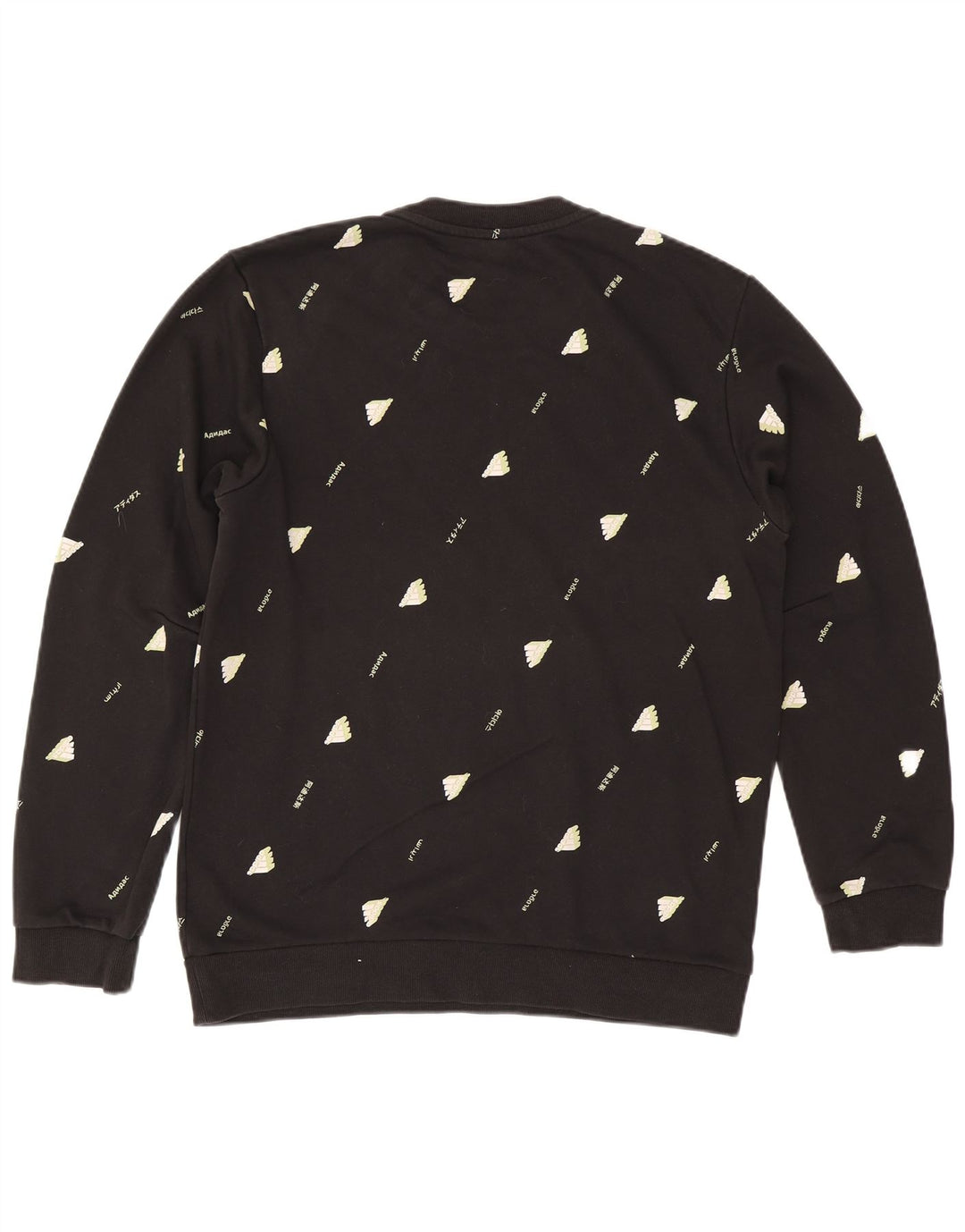 Adidas Hombre Sudadera Gráfica Jumper Grande Algodón Negro