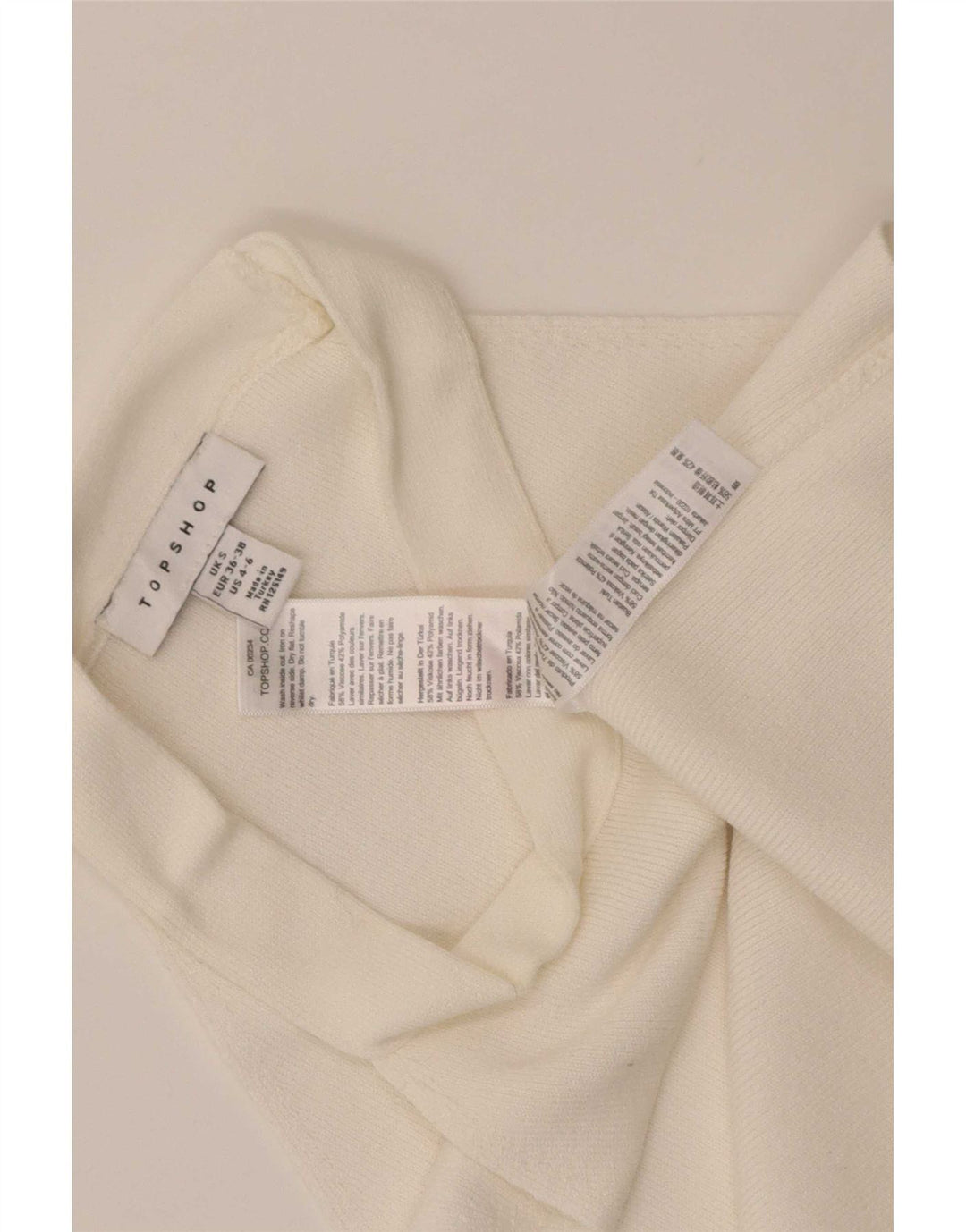 Topshop Top corto con cuello halter para mujer UK 8 Small Viscosa blanca