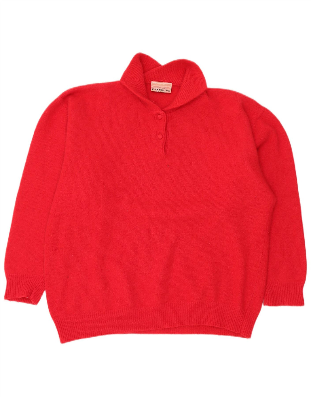 Jersey tipo jersey con cuello tipo polo para mujer de Public EU 44 XL Lana roja