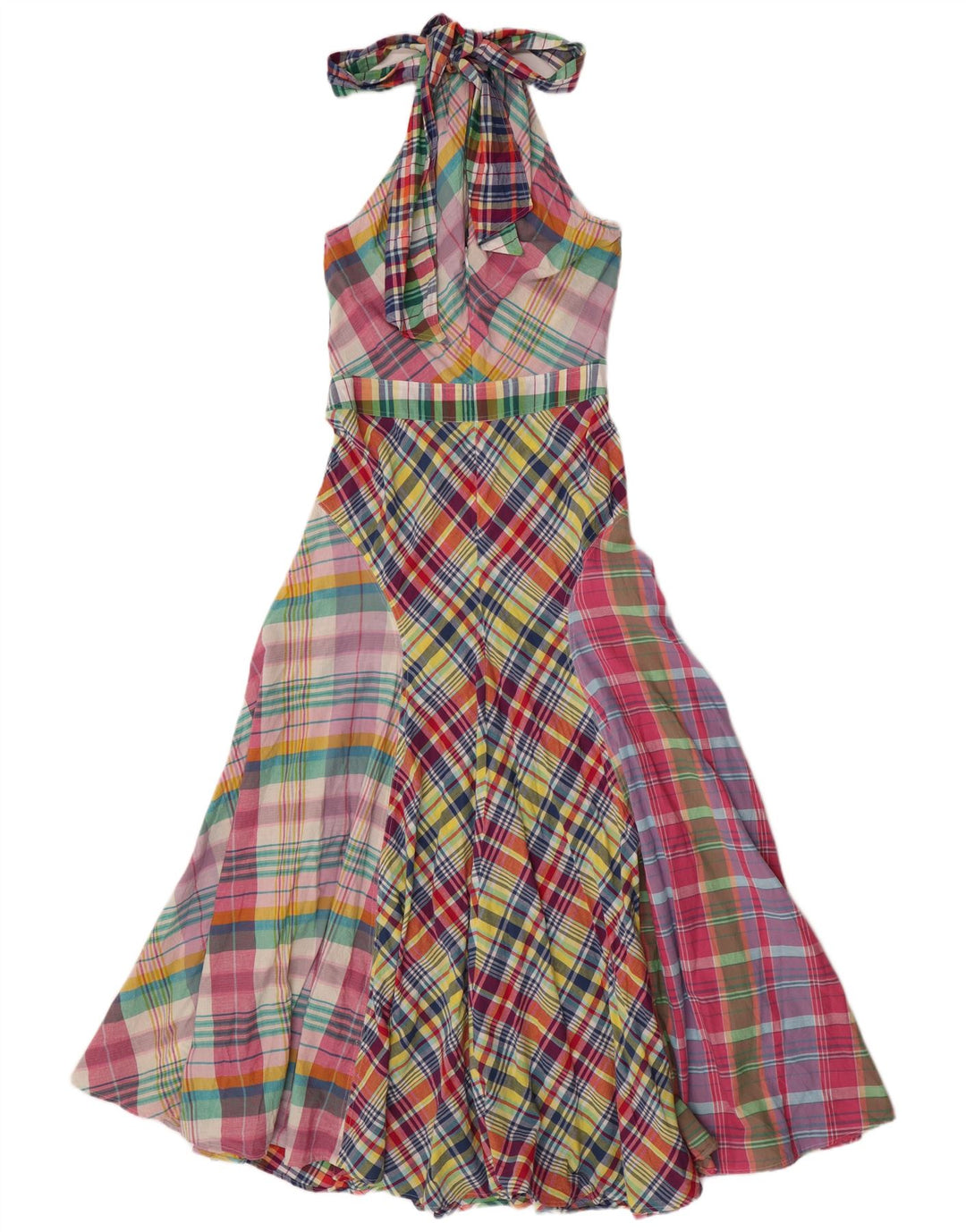 Polo Ralph Lauren vestido halter para mujer US 10 grande multicolor patchwork