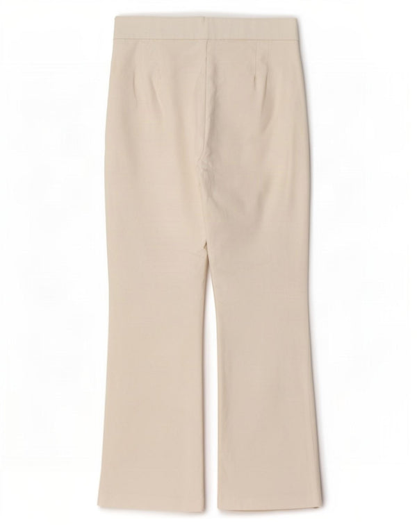 Zara Mujer Pantalones Casuales Acampanados Pequeño W26 L25 Blanco