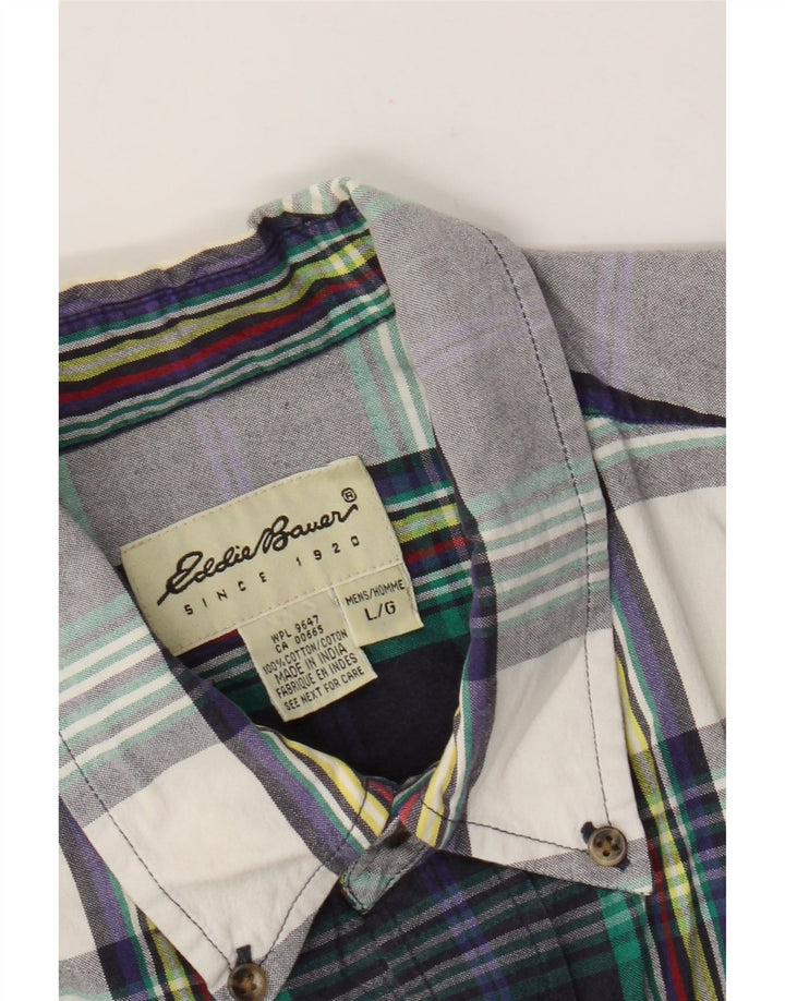 Eddie Bauer Camisa De Manga Corta Para Hombre De Algodón Con Cuadros Multicolores Grandes