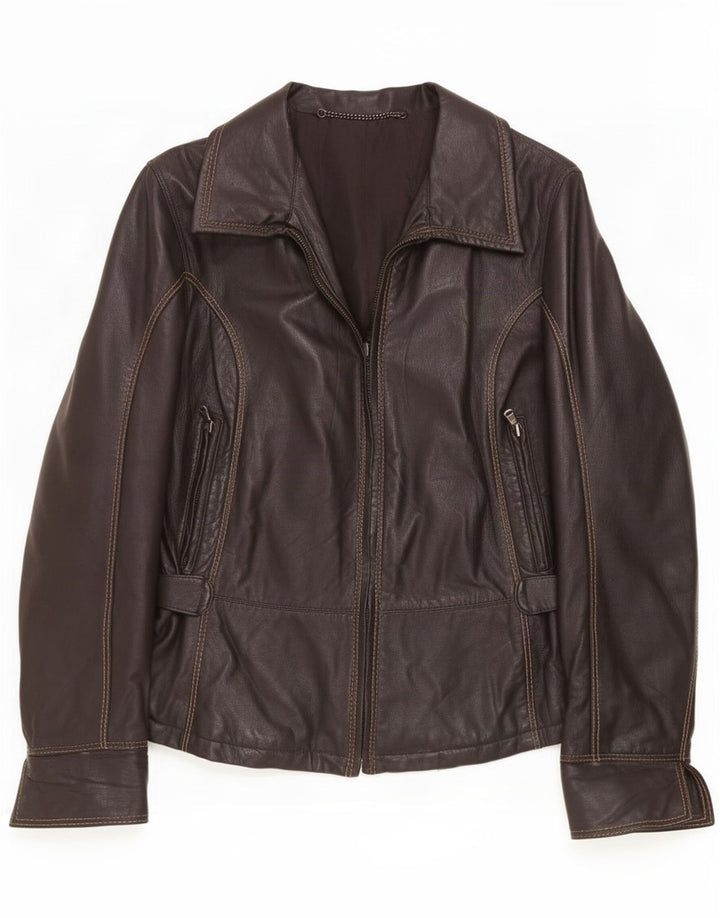 Chaqueta de cuero vintage para mujer IT 44 Marrón medio