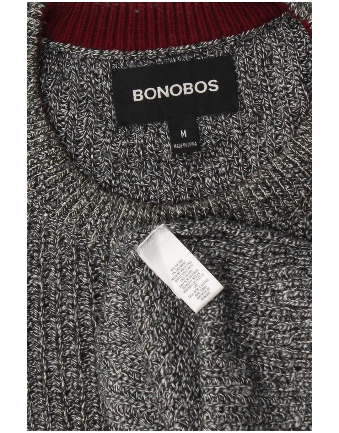 BONOBOS Jersey de cuello redondo para hombre de algodón moteado gris medio