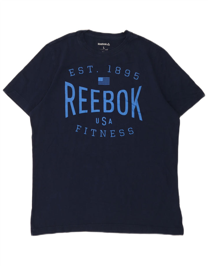 Reebok - Camiseta gráfica para hombre, talla grande, algodón azul marino