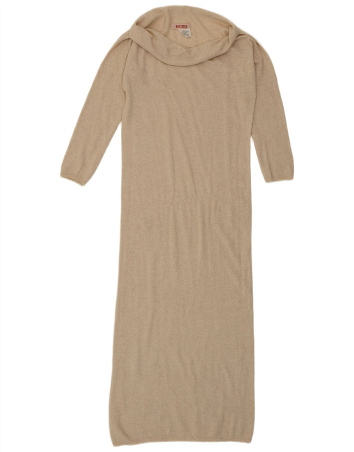 KONTATTO Vestido largo tipo jersey con cuello vuelto para mujer Reino Unido 44 Poliamida beige medio