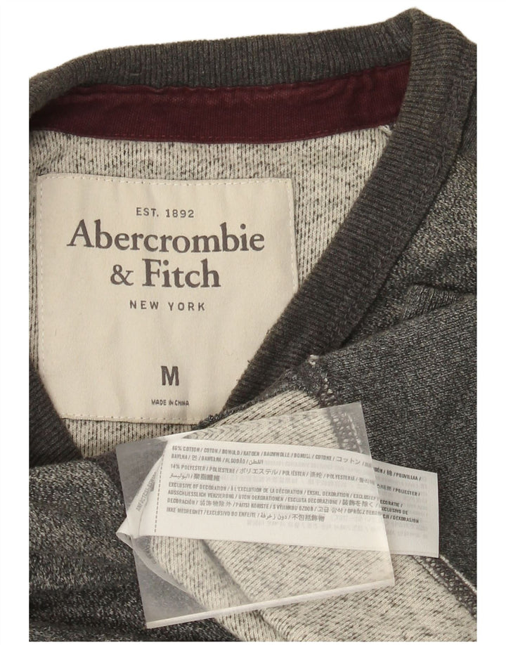 ABERCROMBIE & FITCH Hombre Sudadera tipo jersey gris medio de algodón con bloques de color