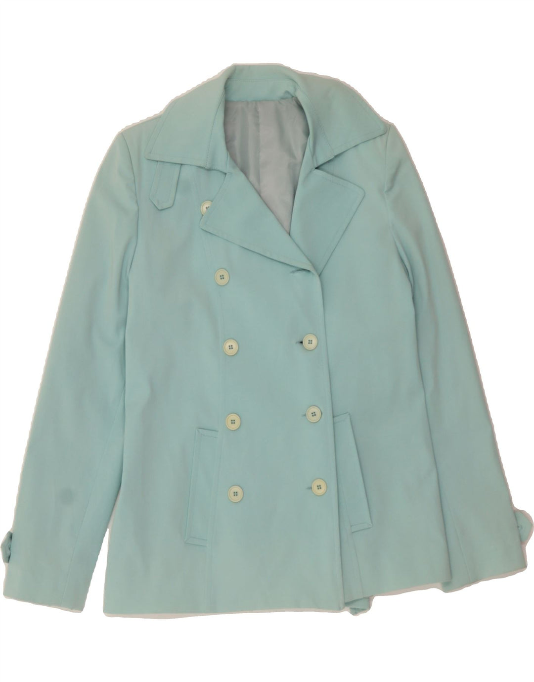 VINTAGE Womens Pea Coat UK 16 Large Turquoise Polyester Vintage Vintage and Second-Hand Vintage from Messina Hembry 