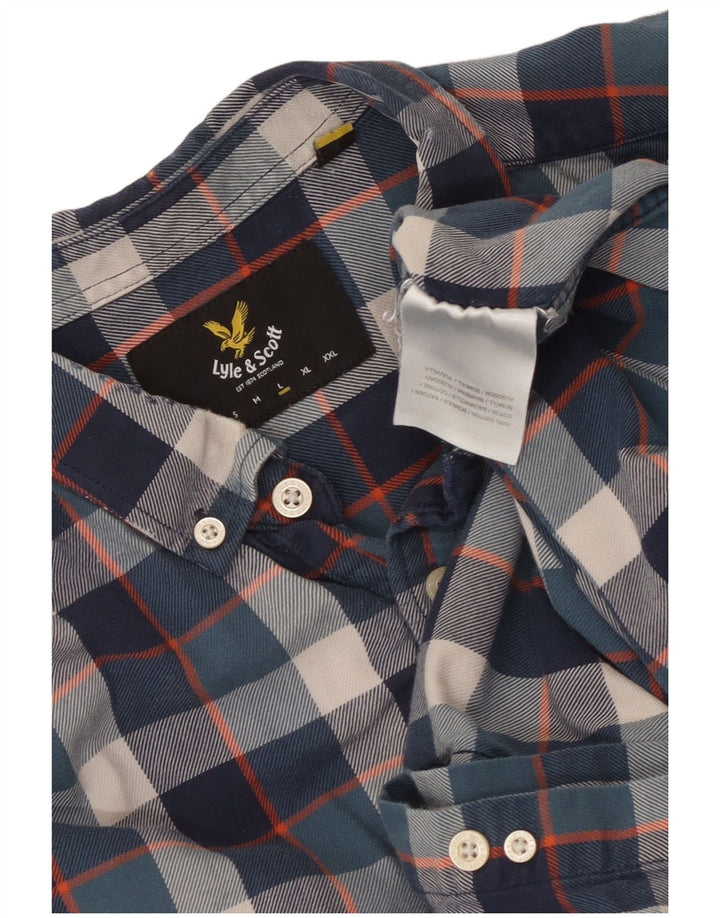 Camisa Lyle & Scott para hombre grande de algodón a cuadros azul marino