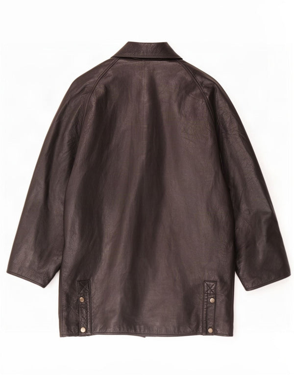 Vintage hombres cuero abrigo Reino Unido 40 grande negro