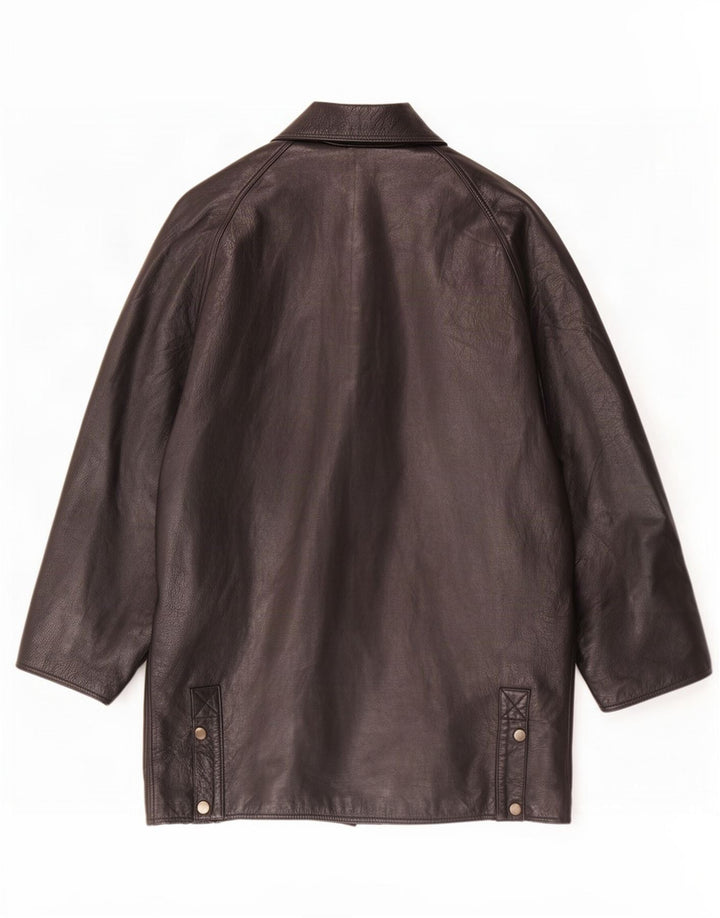 Vintage hombres cuero abrigo Reino Unido 40 grande negro