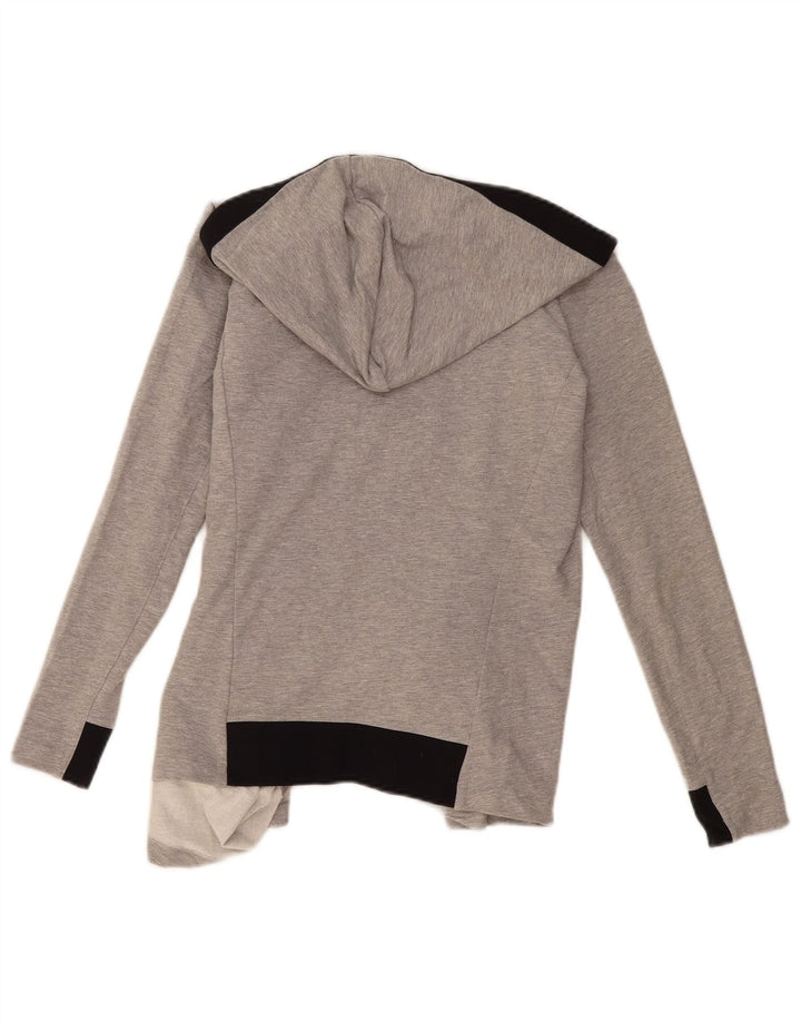 ADIDAS Suéter tipo cárdigan con capucha para mujer Reino Unido 12/14 Bloque de color gris medio