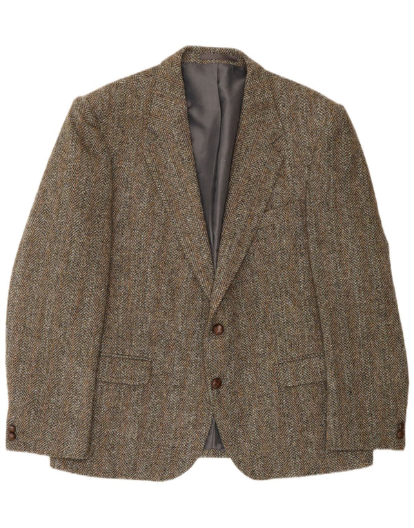 HARRIS TWEED Chaqueta tipo blazer de 2 botones para hombre UK 46 3XL Lana de espiga verde