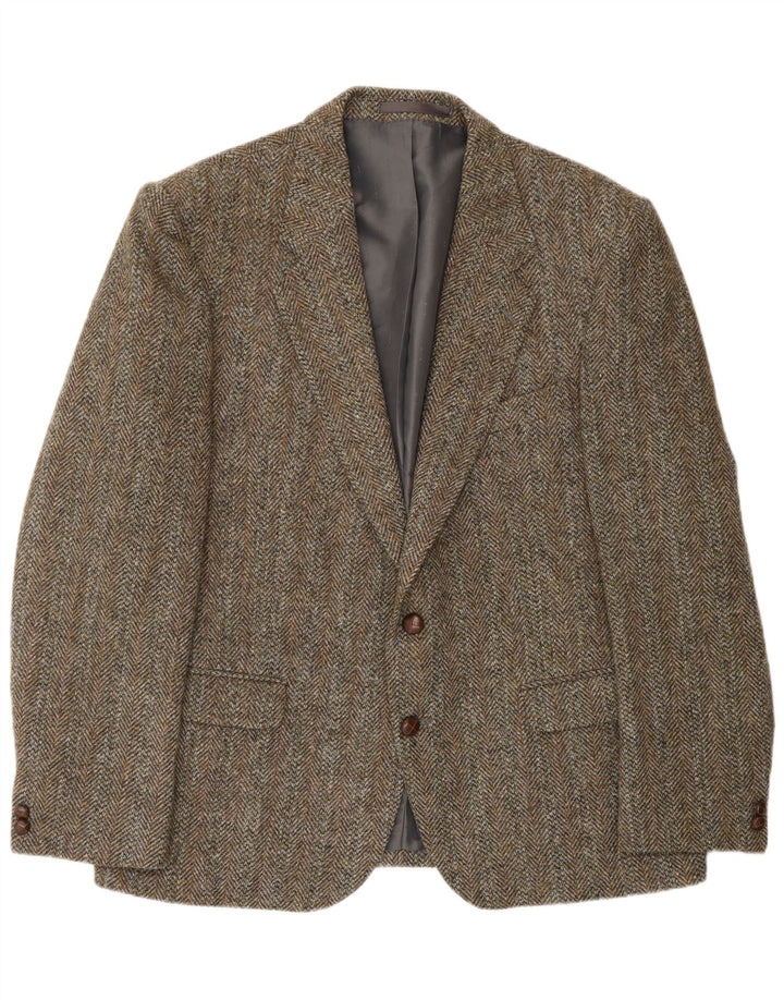 HARRIS TWEED Chaqueta tipo blazer de 2 botones para hombre UK 46 3XL Lana de espiga verde