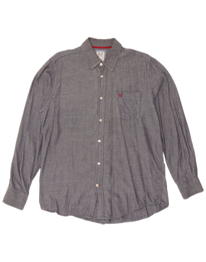 CREW CLOTHING Camisa de corte clásico para hombre de algodón azul marino mediano