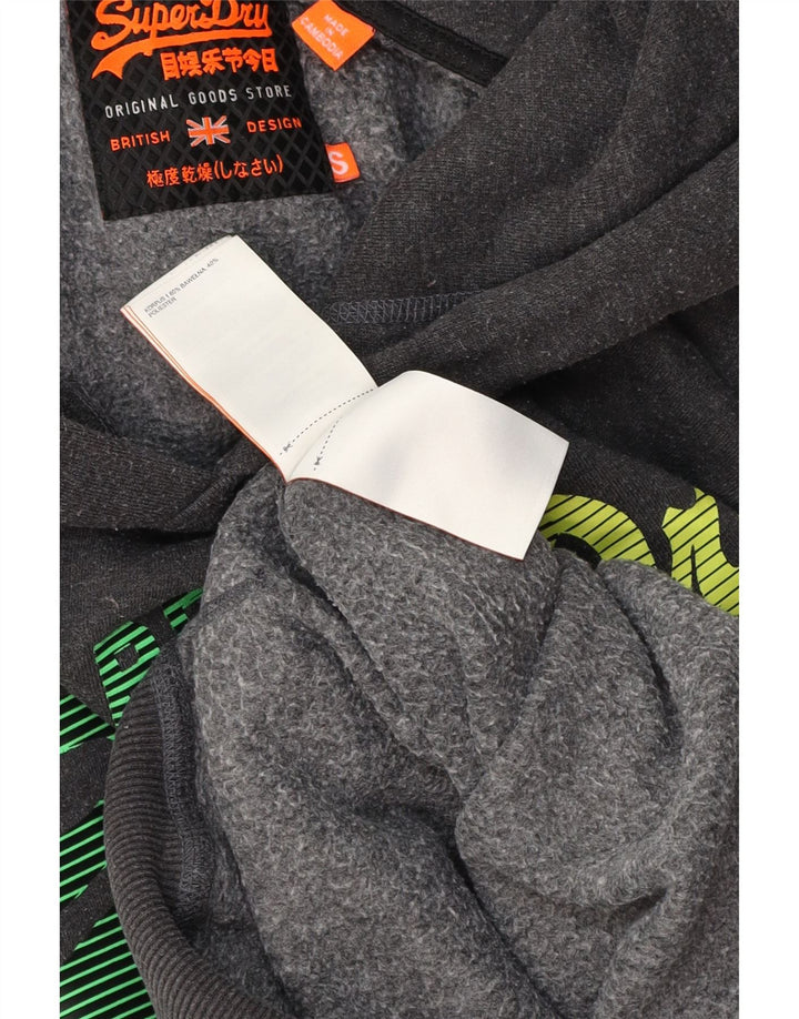 Superdry Jersey con capucha gráfica para hombre, talla pequeña, de algodón gris