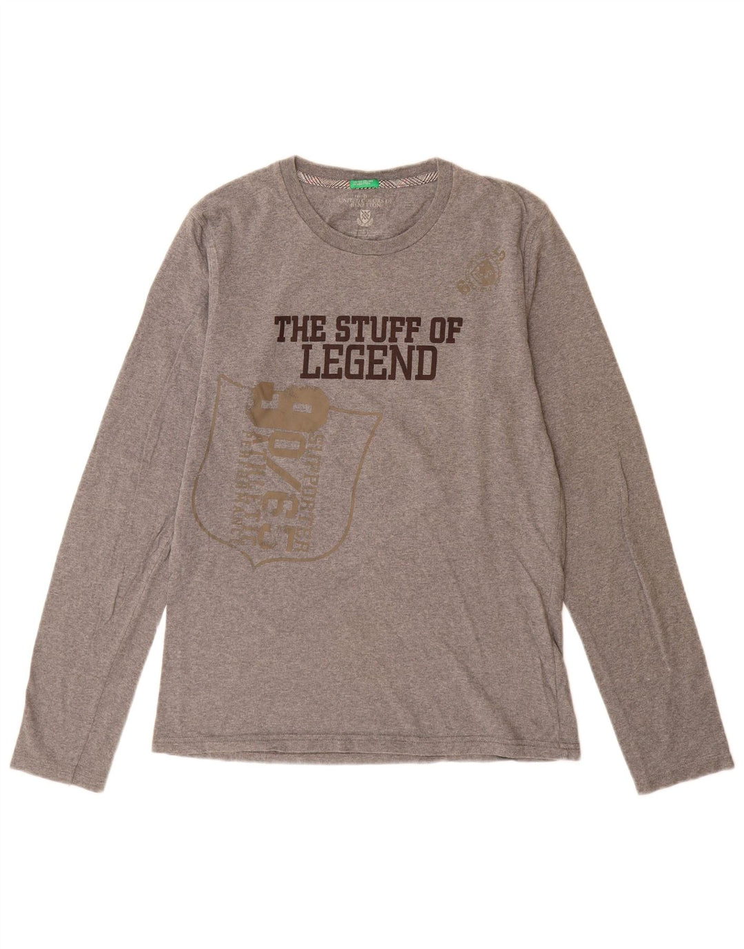 Benetton Camiseta Estampada De Niño Manga Larga 15-16 Años Gris Medio Moteado
