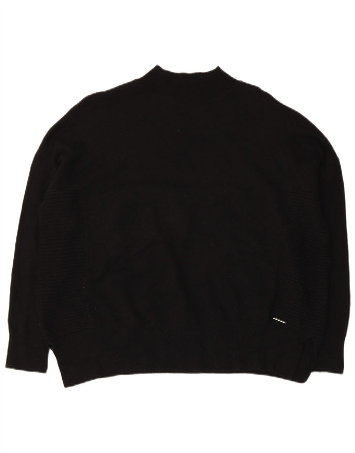 Superdry Jersey extragrande con cuello alto para mujer, talla 40, color negro