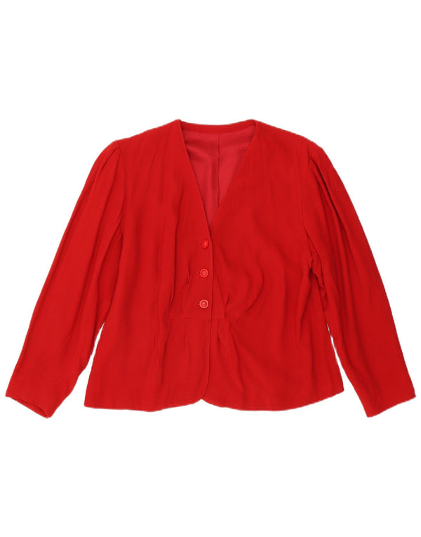 VINTAGE Chaqueta Blazer de 3 Botones para Mujer Reino Unido 12 Rojo Medio