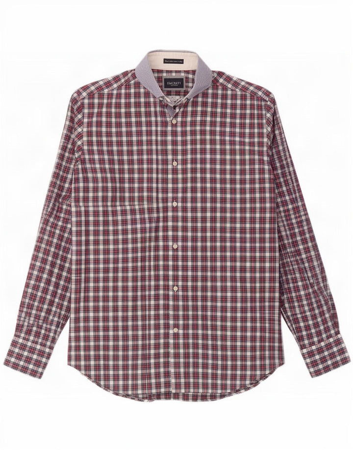 Hackett Camisa Slim Fit para hombre Small Red Check Cotton