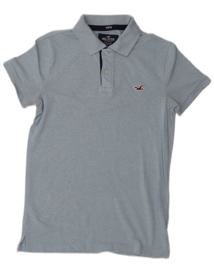 HOLLISTER Polo para hombre pequeño de algodón azul
