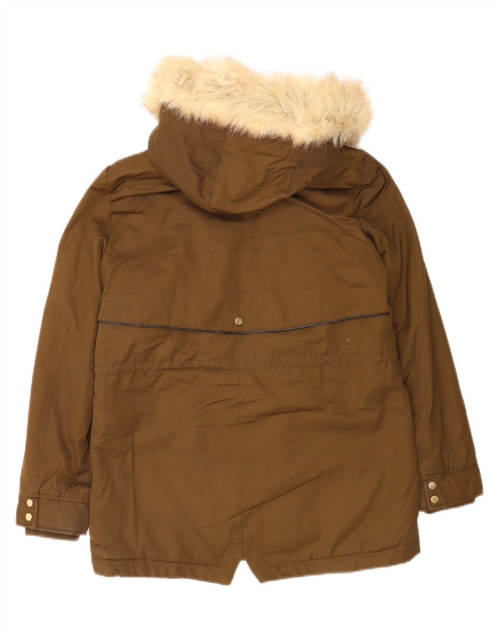 Zara Mujer Trafaluc Chaqueta Parka Sherpa Extragrande UK 10 Small Marrón