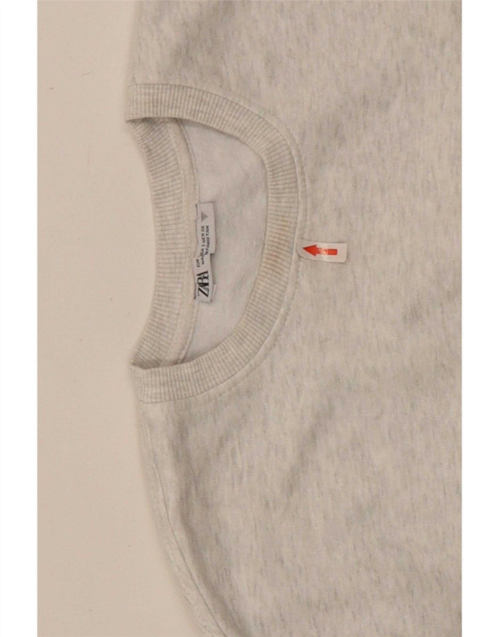 Zara Mujer Sudadera Corta De Gran Tamaño Jersey UK 10 Pequeño Gris Moteado