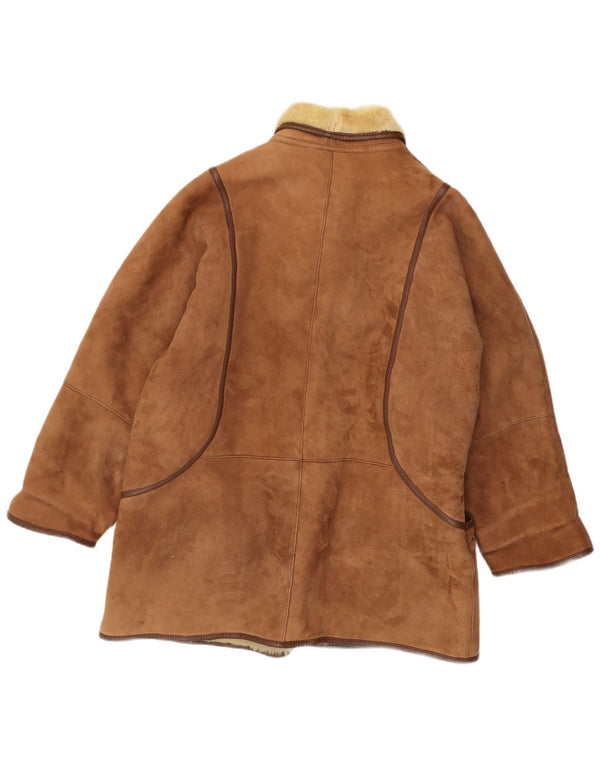 Vintage mujer oversize shearling abrigo IT 48 XL marrón shearling