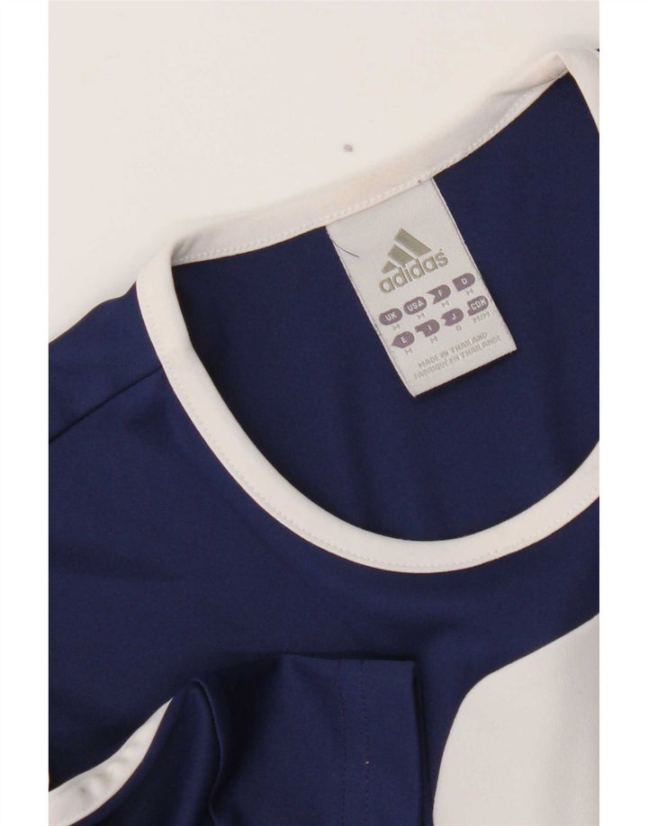 Adidas Hombre Climalite Camiseta Top Medio Azul Marino Colorblock