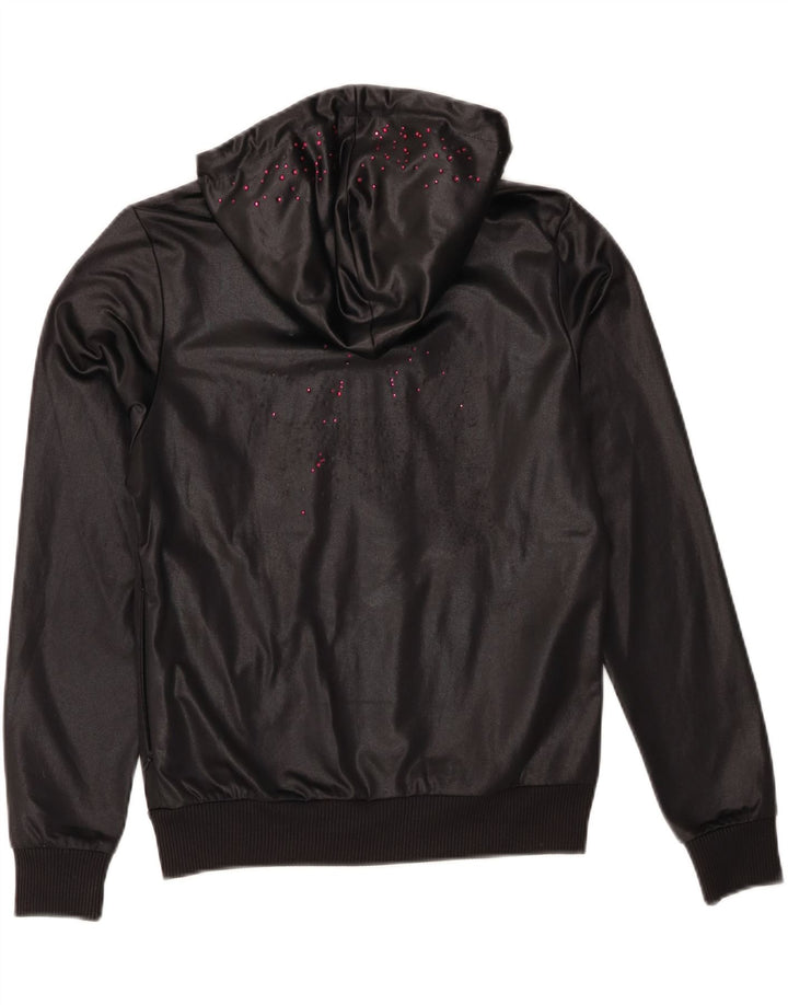 Adidas - Chaqueta de chándal con capucha para mujer, talla 36, poliéster negro pequeño