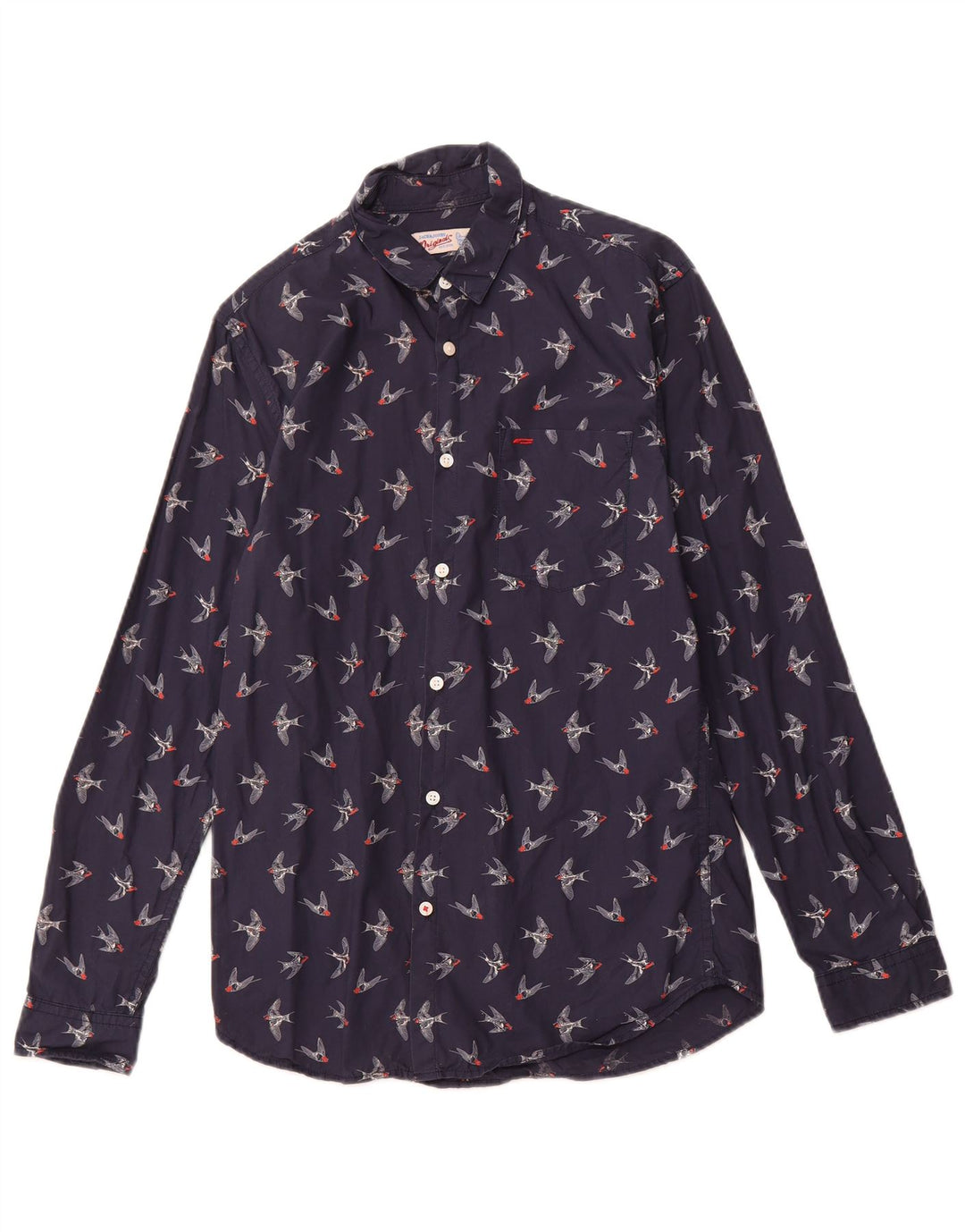 JACK & JONES Hombre Camisa Gráfica Pequeña Azul Marino Algodón