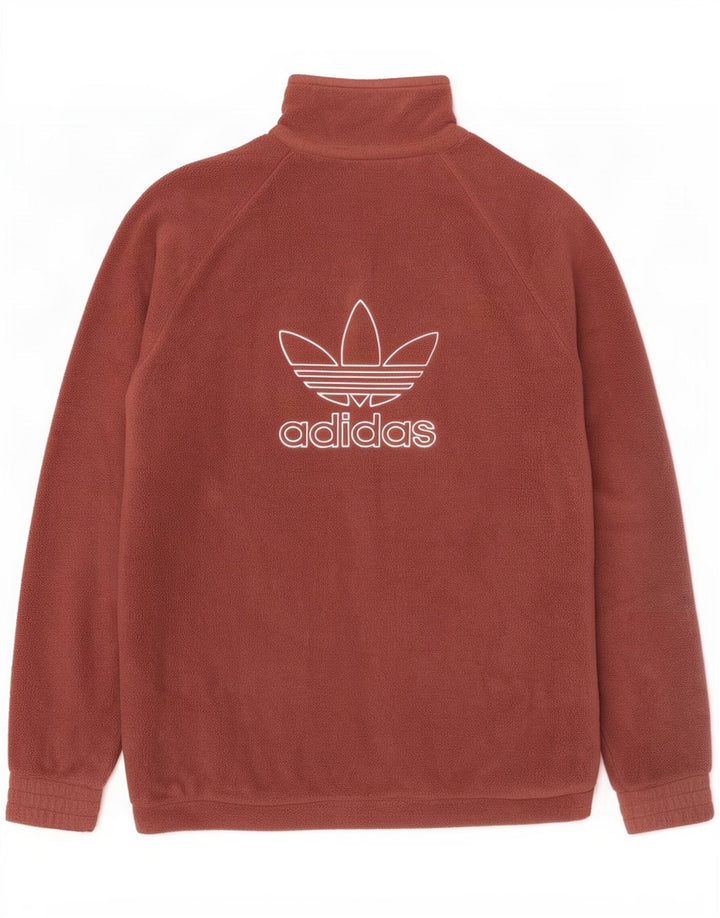 Adidas Hombre Gráfico Zip Cuello Polar Jersey Pequeño Marrón Poliéster
