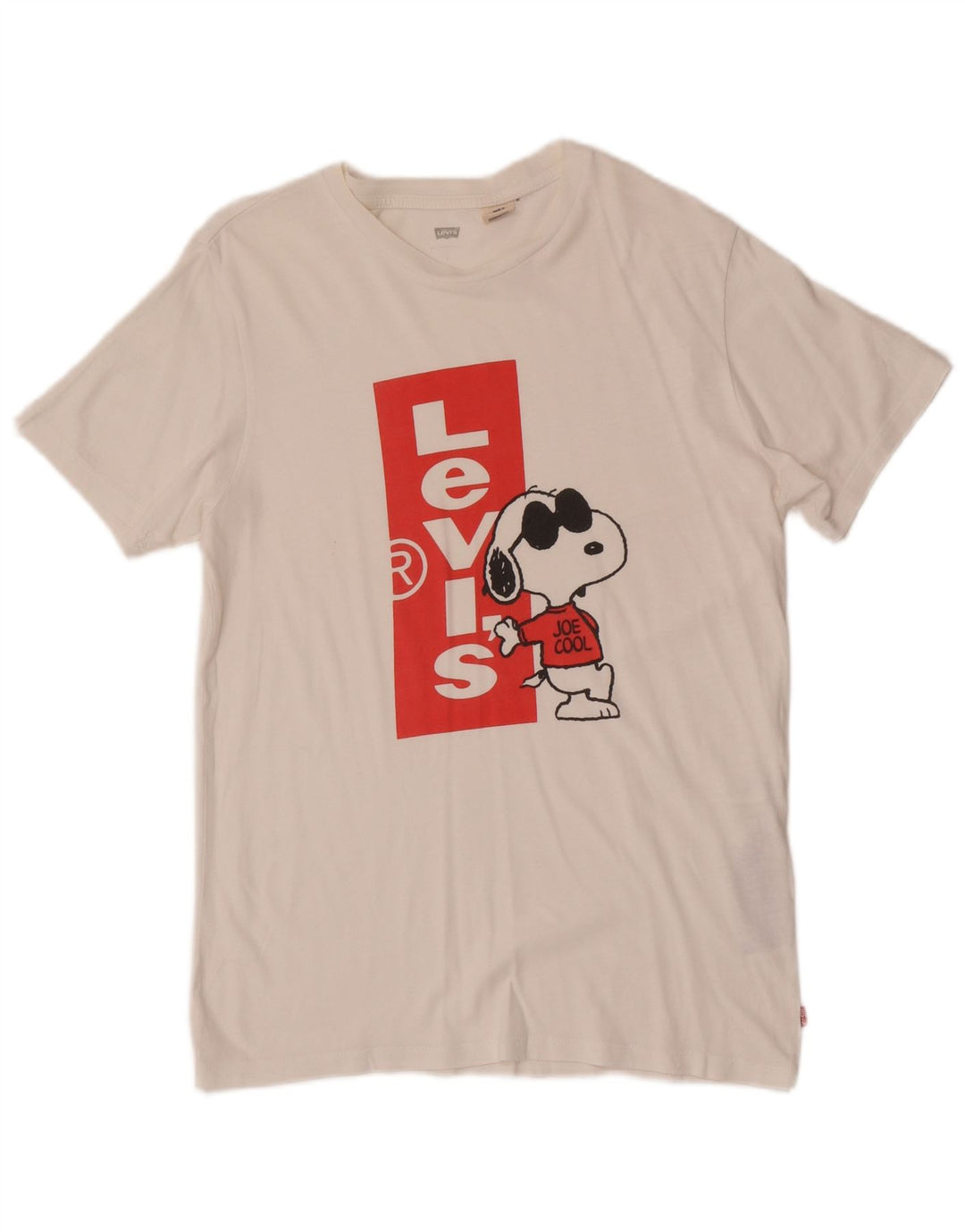 Levi's Mens Peanuts Graphic Camiseta Top Pequeño Algodón Blanco