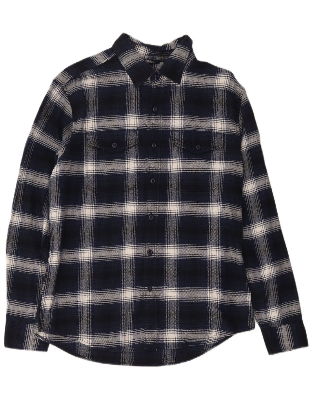 American Eagle Camisa de franela para hombre Algodón a cuadros azul marino mediano