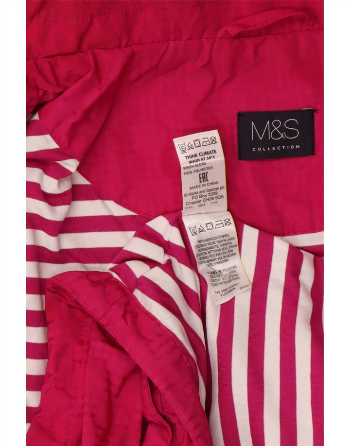 Marks & Spencer Chaqueta impermeable con capucha para mujer UK 40 XL Poliéster rosa