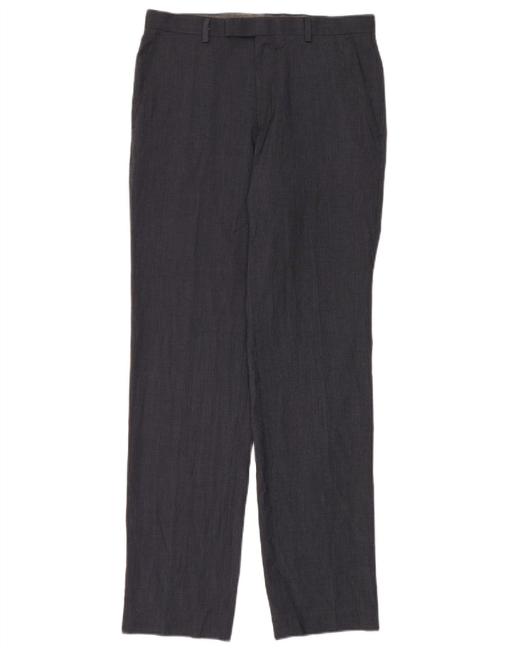 Marks & Spencer Pantalón de traje recto para hombre W30 L33 Poliéster azul marino
