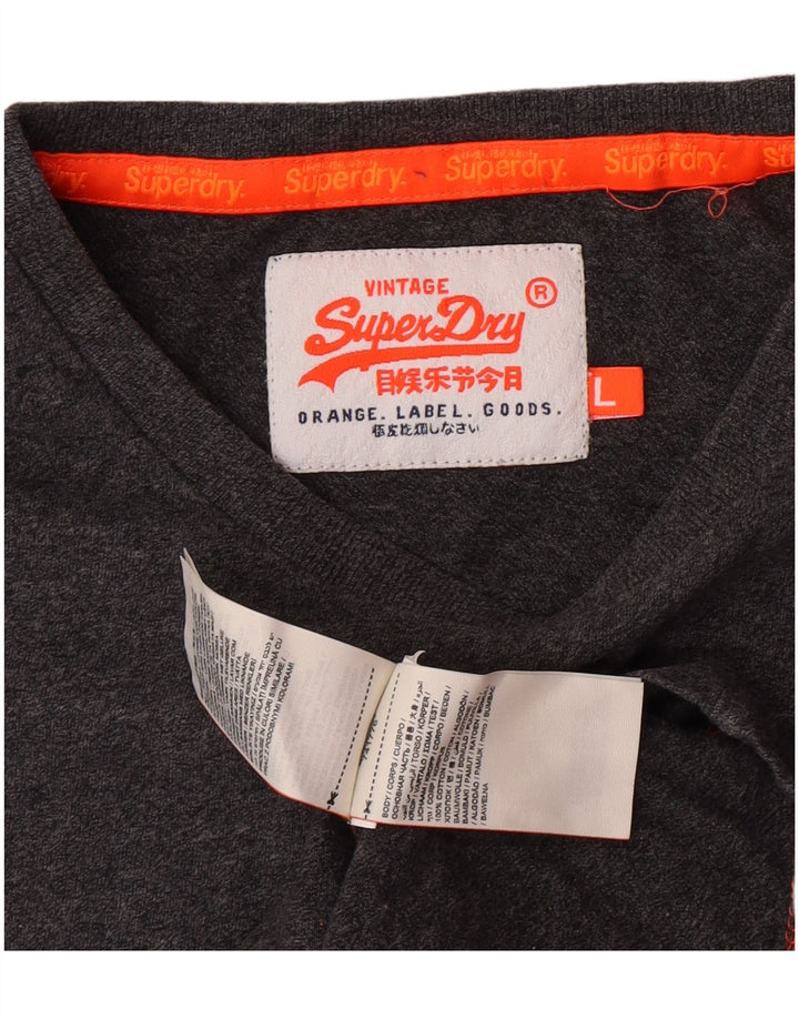 Superdry Camiseta para hombre Top grande de algodón moteado gris