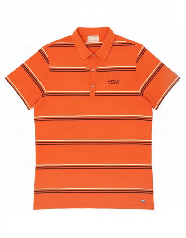 Polo Lotto Hombre Grande A Rayas Naranja