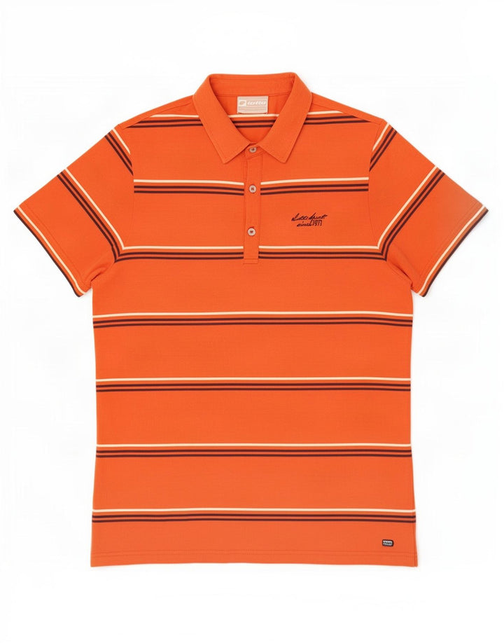 Polo Lotto Hombre Grande A Rayas Naranja