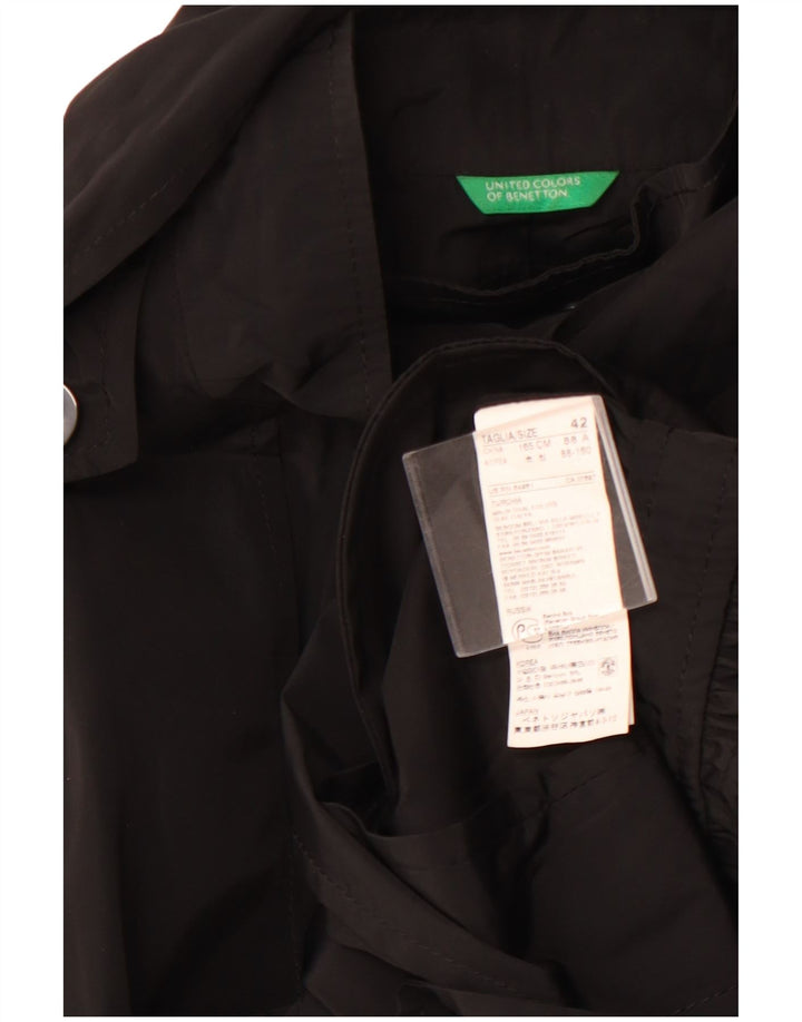 BENETTON Gabardina Mujer Con Capucha IT 42 Medium Negro Poliéster