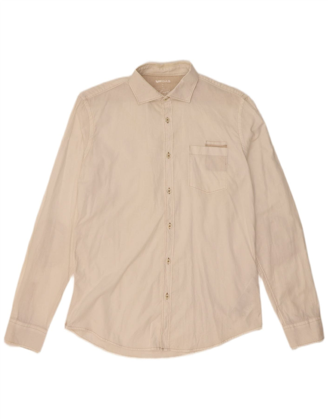 Camisa Gas Hombre Grande Lino Blanco Roto