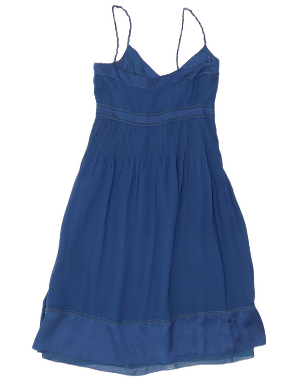 Karen Millen Vestido de verano para mujer UK 10 Small Seda azul marino