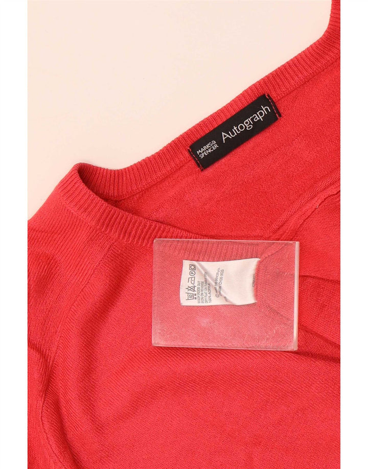 Marks & Spencer Suéter con cuello en V y autógrafo para hombre, tamaño grande, acrílico rojo