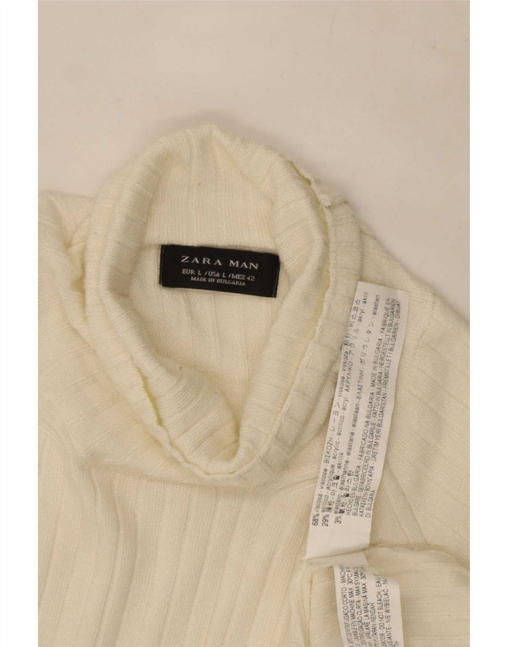 Zara Hombre Jersey De Cuello Vuelto Jersey Grande Viscosa Blanca