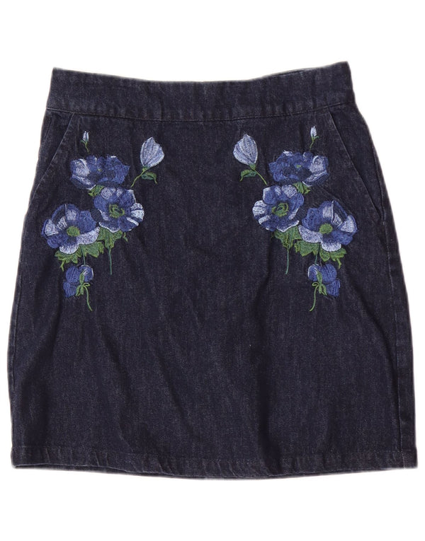 Falda vaquera para mujer Warehouse UK 10 Small W28 Algodón floral azul
