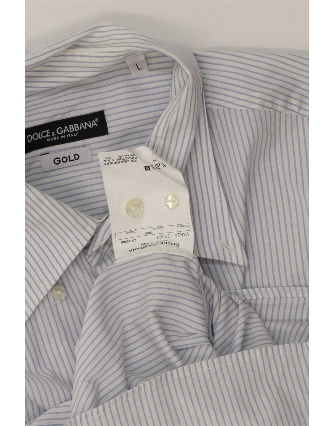 Dolce & Gabbana Camisa Hombre Grande Algodón Rayas Azules
