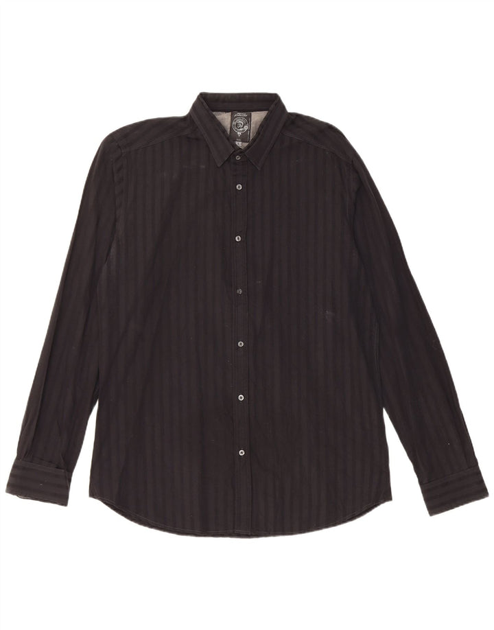 Camisa Diesel Hombre Grande Algodón A Rayas Negras