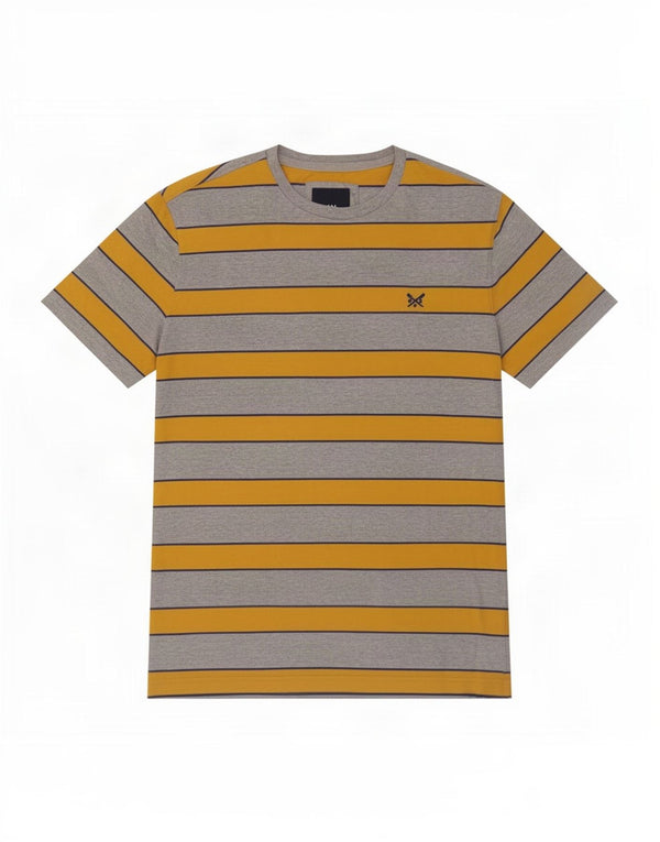 Crew Clothing Camiseta para hombre Top Pequeño Algodón a rayas gris
