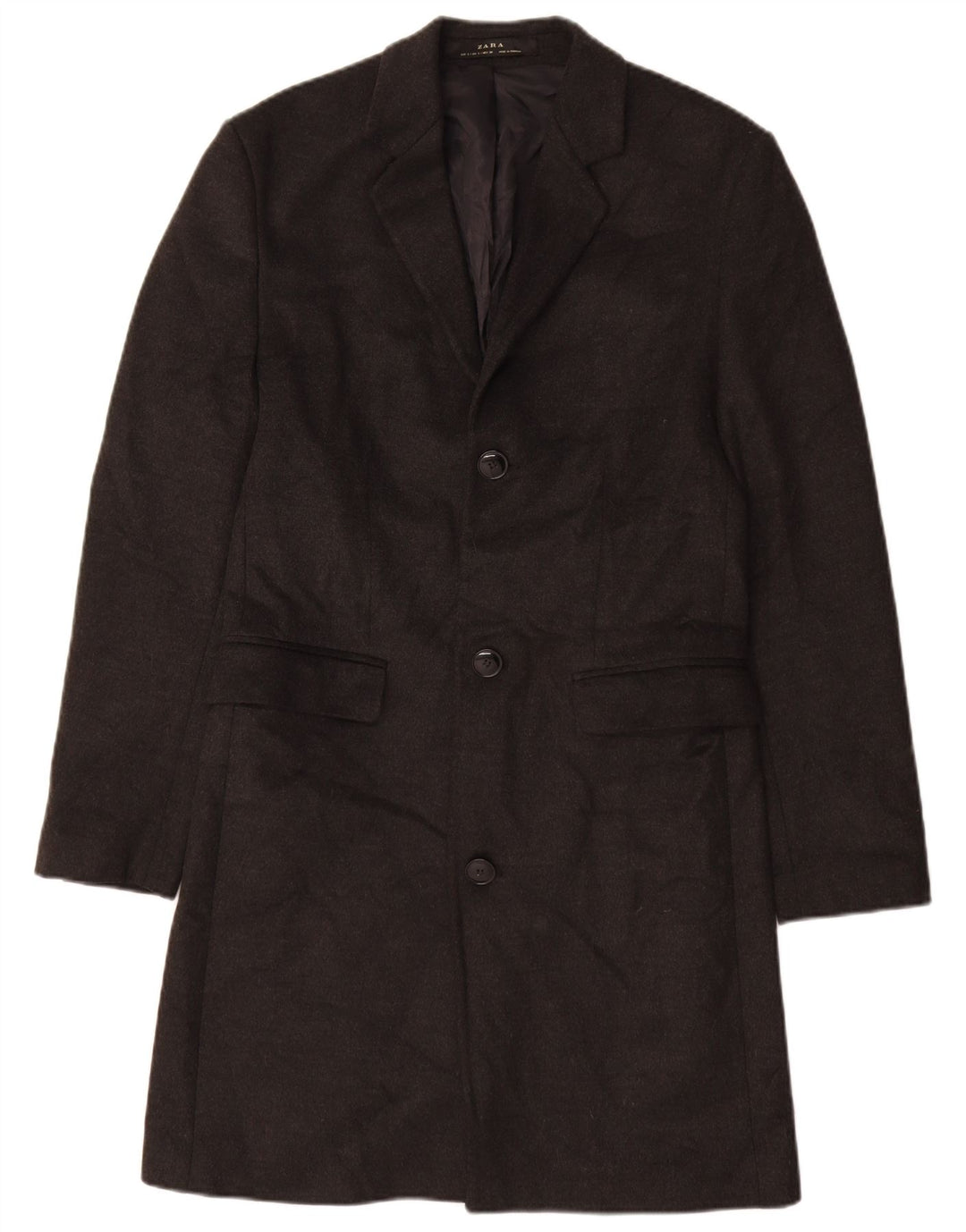 Zara Hombre Abrigo UK 36 Pequeño Gris Poliéster