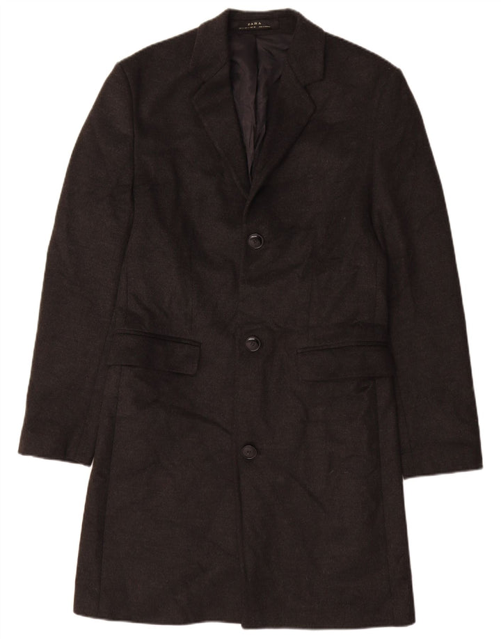 Zara Hombre Abrigo UK 36 Pequeño Gris Poliéster